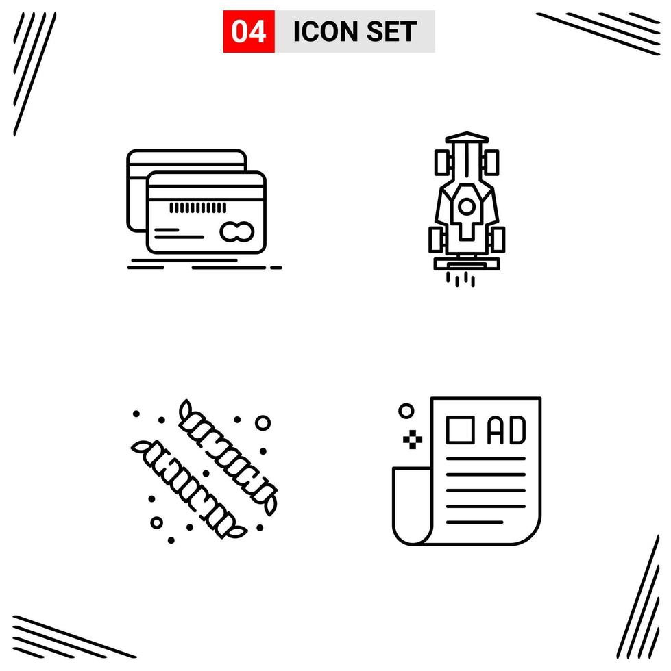 4 Icons Line Style Grid Based Creative Outline Symbols for Website Design Simple Line Icon Signs Isolated on White Background 4 Icon Set Creative Black Icon vector background