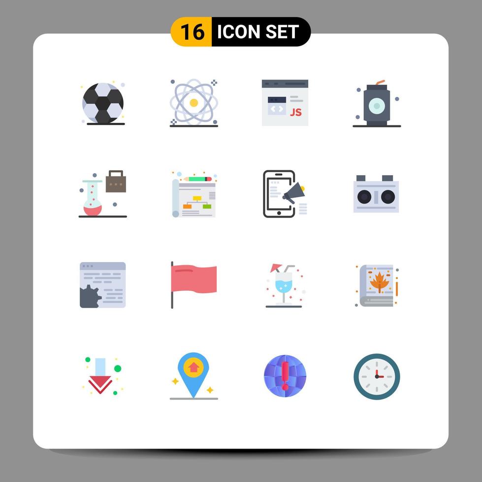 Set of 16 Vector Flat Colors on Grid for expansion and innovation drinks code can js Editable Pack of Creative Vector Design Elements