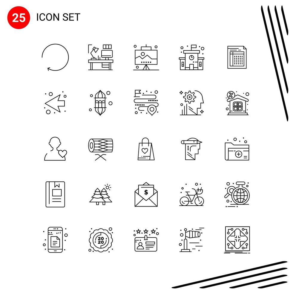 Collection of 25 Vector Icons in Line style Pixle Perfect Outline Symbols for Web and Mobile Line Icon Signs on White Background 25 Icons Creative Black Icon vector background