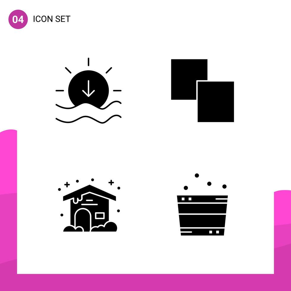 conjunto de iconos de glifo paquete de 4 iconos sólidos aislados en fondo blanco para el diseño de sitios web receptivos, impresión y aplicaciones móviles, fondo de vector de icono negro creativo