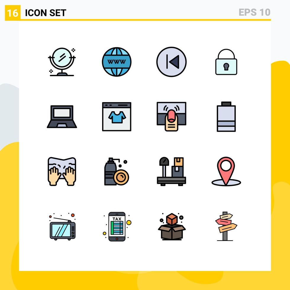 16 Universal Flat Color Filled Line Signs Symbols of devices login arrow left locked lock Editable Creative Vector Design Elements