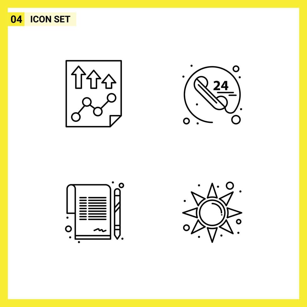 Group of 4 Filledline Flat Colors Signs and Symbols for data contract paper call sign Editable Vector Design Elements