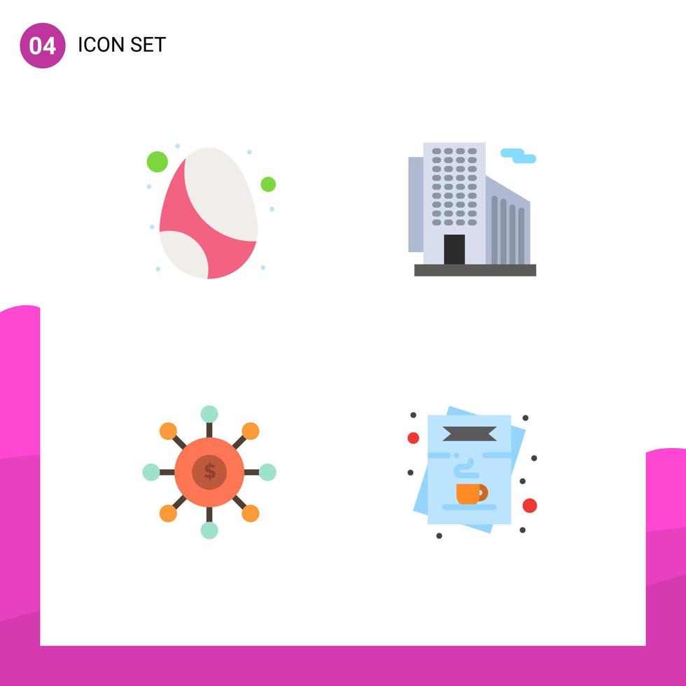 User Interface Pack of 4 Basic Flat Icons of birthday money celebration skyscraper seeding Editable Vector Design Elements