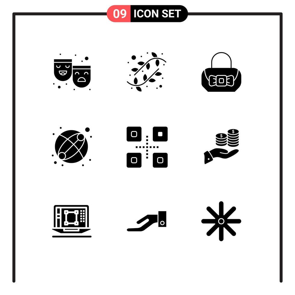 Set of 9 Modern UI Icons Symbols Signs for japanese food food bag fish ball Editable Vector Design Elements