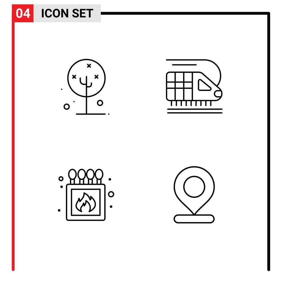 4 Line concept for Websites Mobile and Apps blooming fire lotus flower transport box Editable Vector Design Elements