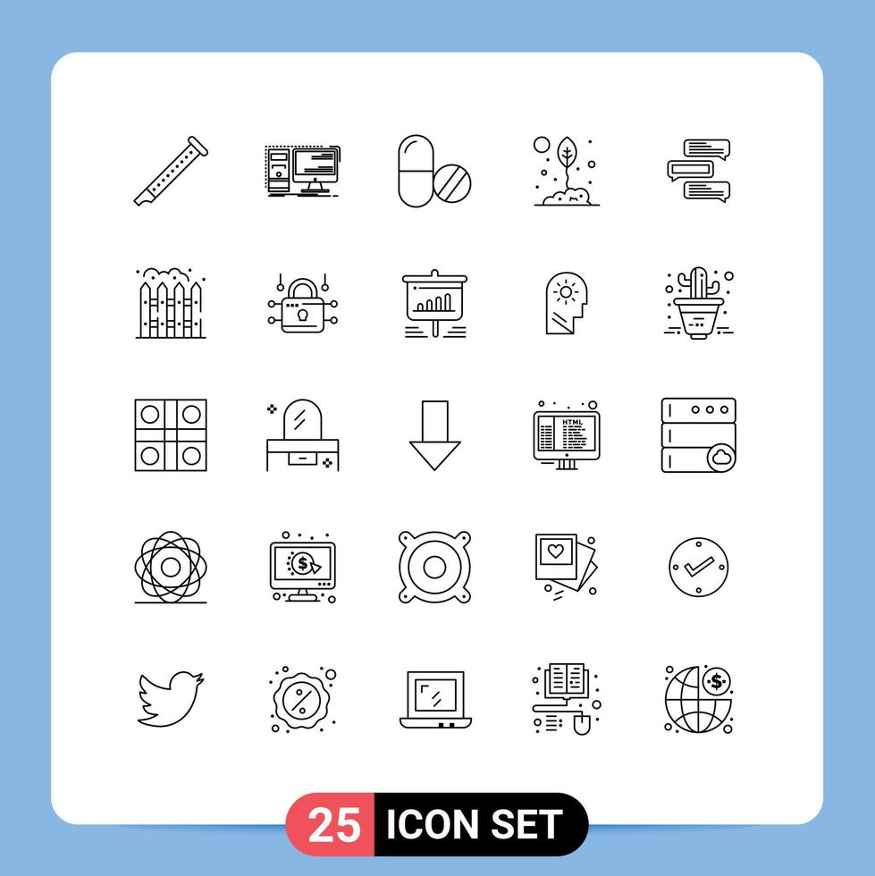 25 Thematic Vector Lines and Editable Symbols of leaf eco workstation agriculture pills Editable Vector Design Elements