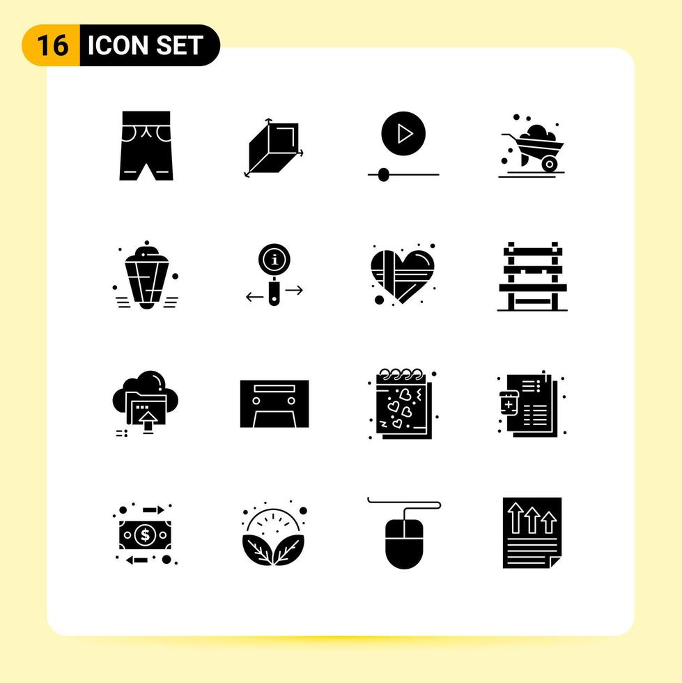 16 Creative Icons Modern Signs and Symbols of muslim lantern gadgets wheelbarrow farm Editable Vector Design Elements