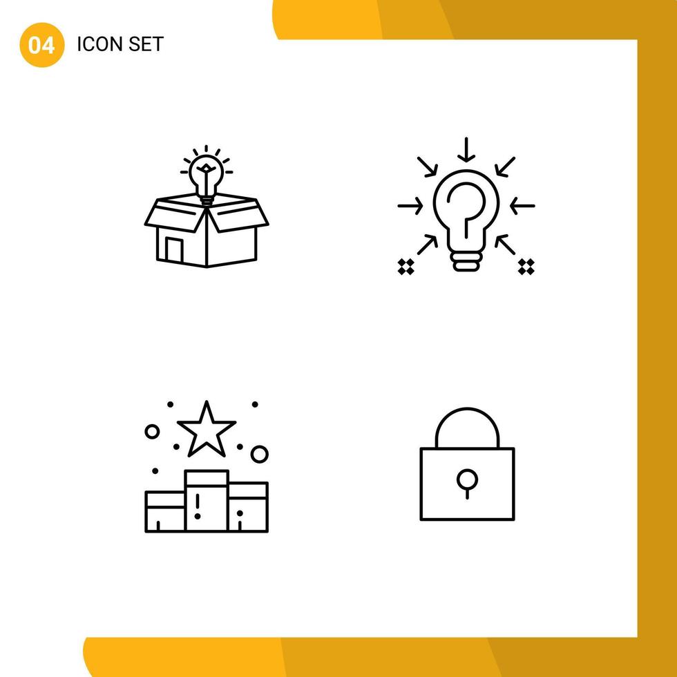 Set of 4 Modern UI Icons Symbols Signs for box suggestion solution question position Editable Vector Design Elements