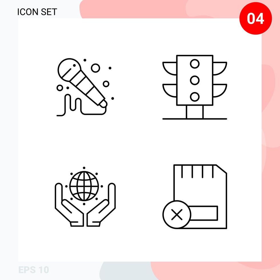 Vector Pack of 4 Icons in Line Style Creative Outline Pack isolated on White Background for Web and Mobile Creative Black Icon vector background