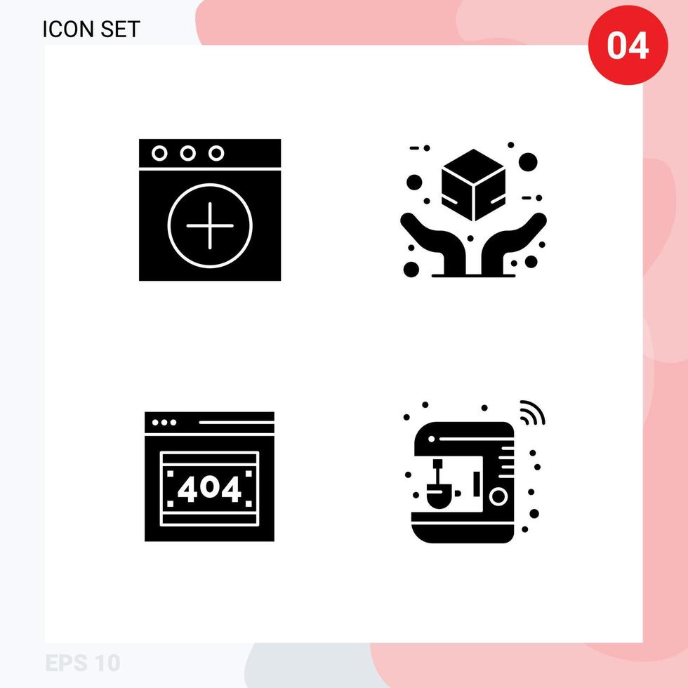 Set of 4 Modern UI Icons Symbols Signs for app http error delivery package coffee Editable Vector Design Elements