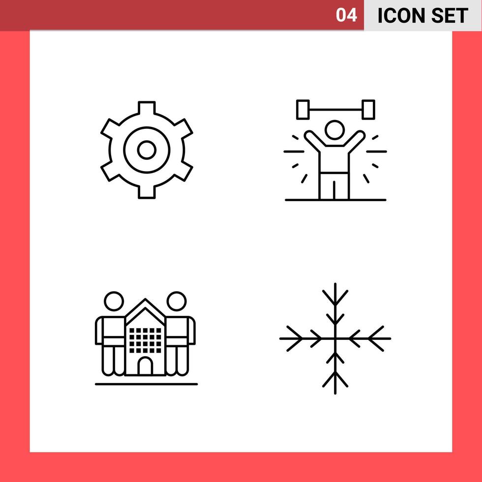4 Icon Pack Line Style Outline Symbols on White Background Simple Signs for general designing Creative Black Icon vector background