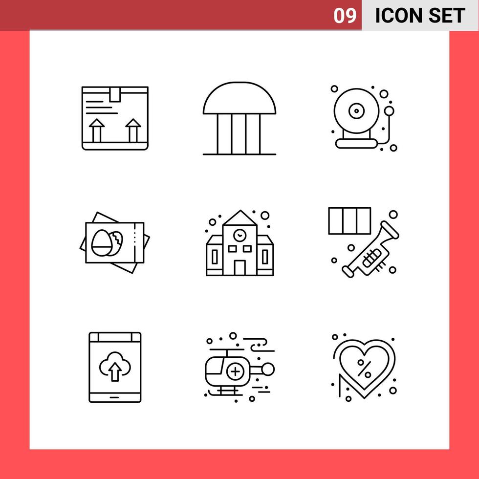 9 Icon Pack Line Style Outline Symbols on White Background Simple Signs for general designing Creative Black Icon vector background