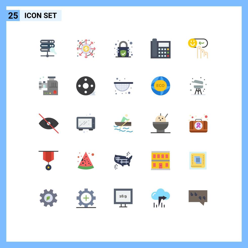 Universal Icon Symbols Group of 25 Modern Flat Colors of happy conversation encryption contact us communication Editable Vector Design Elements