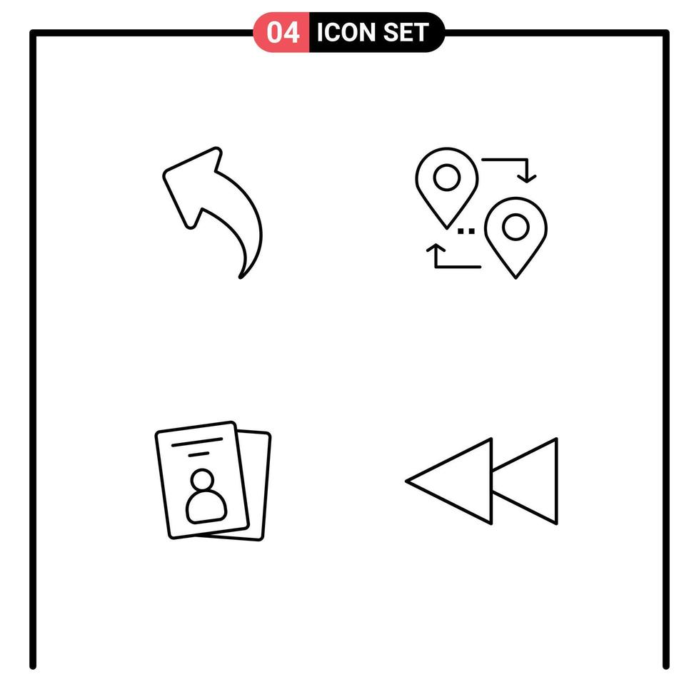 4 Thematic Vector Filledline Flat Colors and Editable Symbols of arrow card arrows pointer pass Editable Vector Design Elements