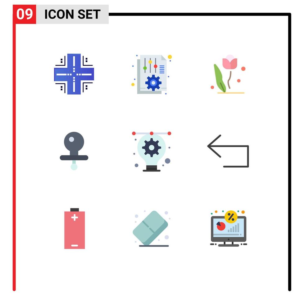 Set of 9 Modern UI Icons Symbols Signs for nipple baby options rose flower Editable Vector Design Elements