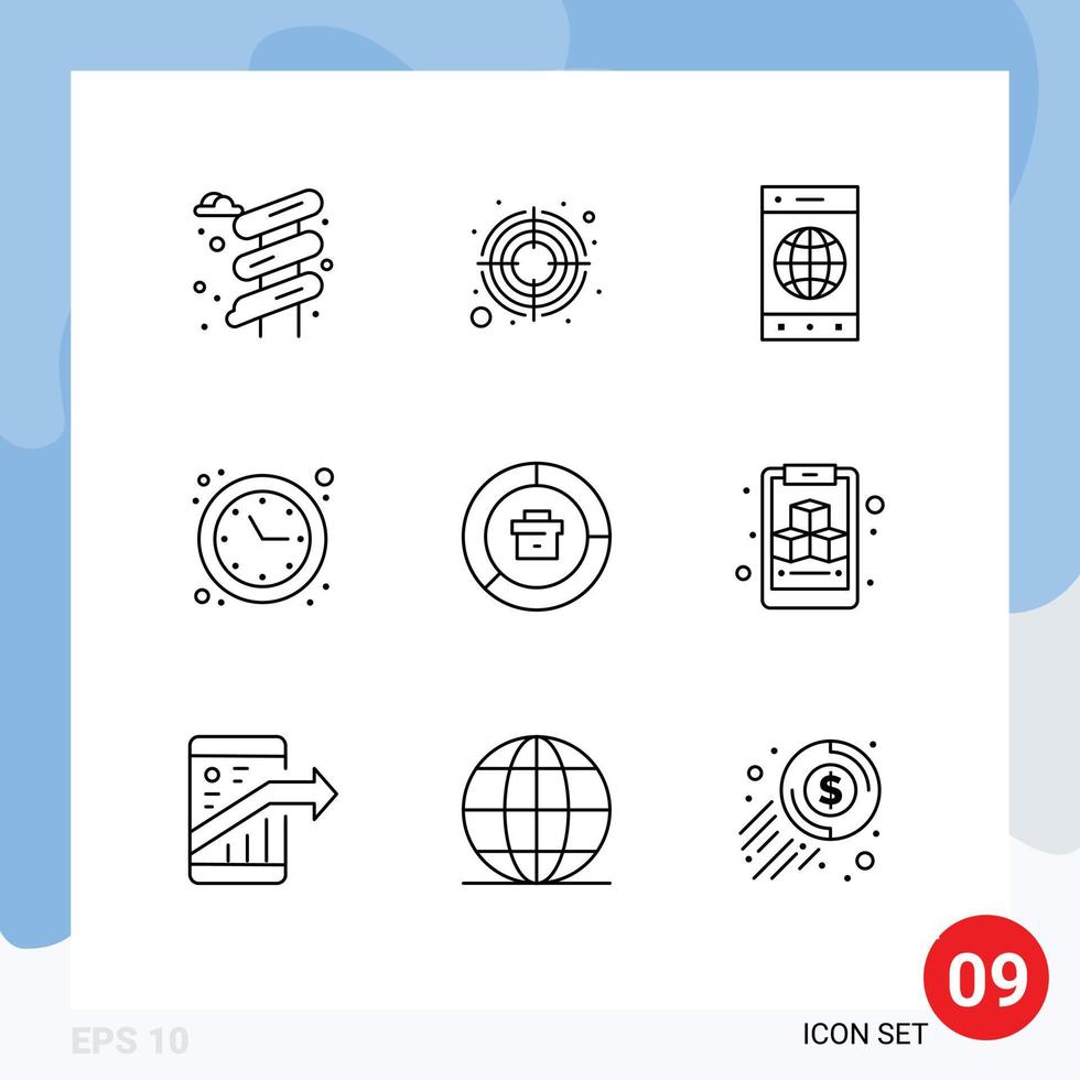 9 Universal Outlines Set for Web and Mobile Applications data analysis cell time optimization optimization Editable Vector Design Elements