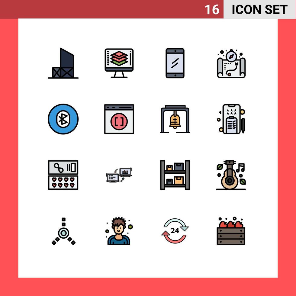 Stock Vector Icon Pack of 16 Line Signs and Symbols for communication camping screen location study Editable Creative Vector Design Elements