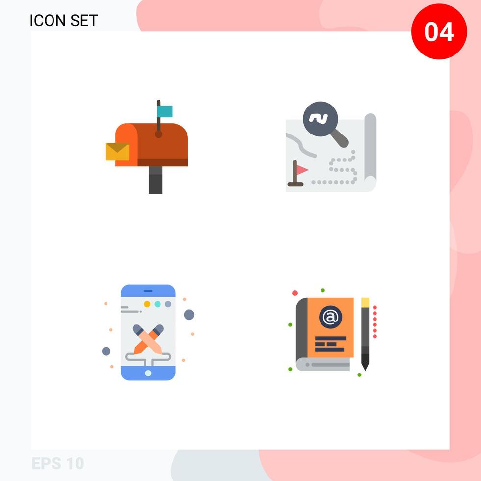 Modern Set of 4 Flat Icons and symbols such as mail design postoffice travel smart phone Editable Vector Design Elements