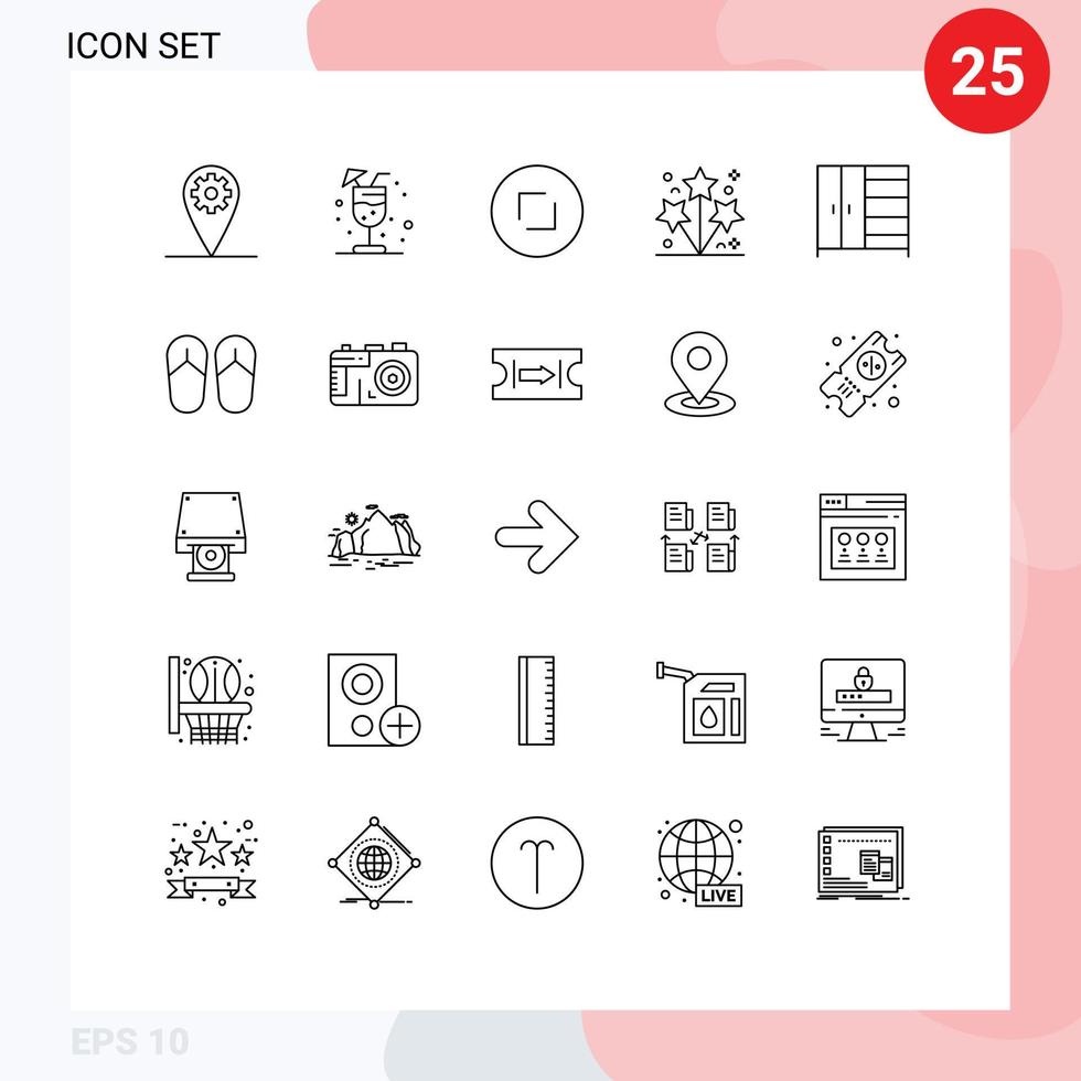 25 Creative Icons Modern Signs and Symbols of beach interior enlarge furniture party Editable Vector Design Elements