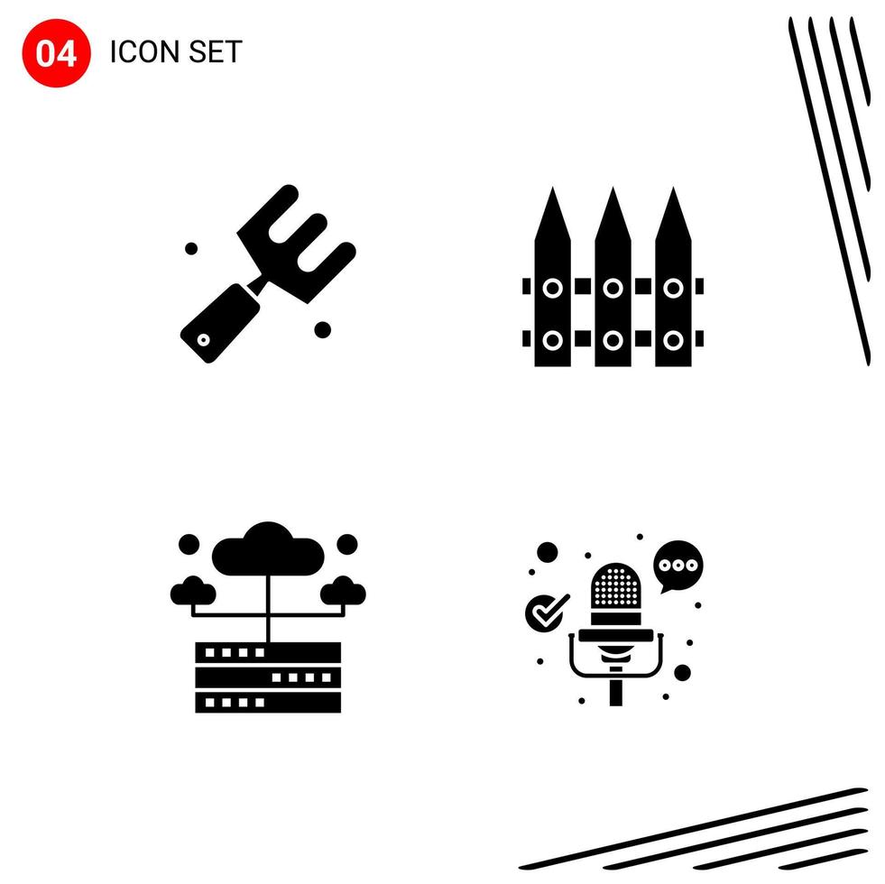 colección de 4 iconos vectoriales en estilo sólido símbolos de glifo perfecto de píxeles para web y signos de iconos sólidos móviles sobre fondo blanco 4 iconos fondo de vector de icono negro creativo