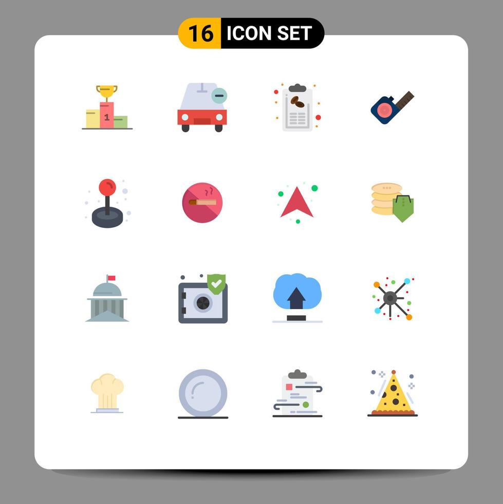 16 User Interface Flat Color Pack of modern Signs and Symbols of tape measure minus menu hand Editable Pack of Creative Vector Design Elements