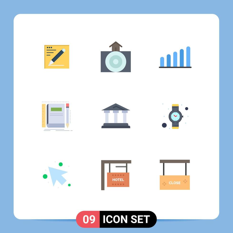 9 Creative Icons Modern Signs and Symbols of finance bank connection sketching notepad Editable Vector Design Elements