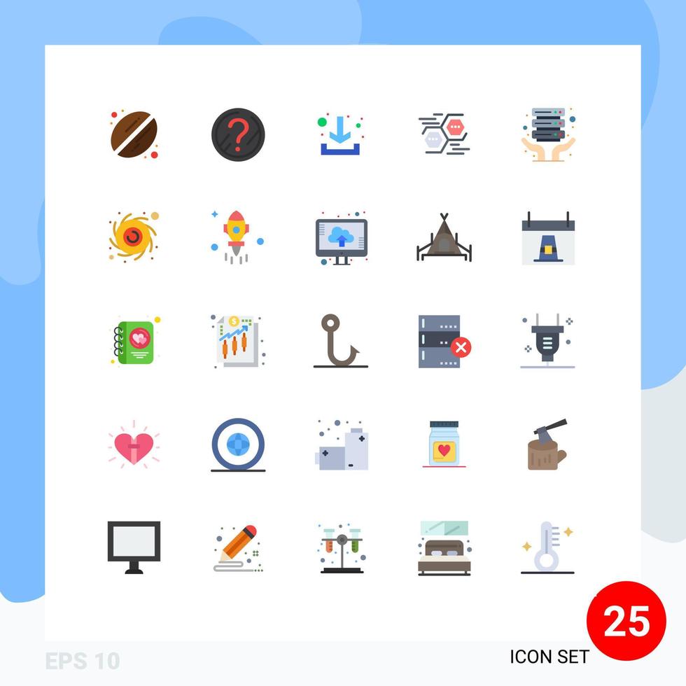 paquete de 25 colores planos creativos de elementos de diseño vectorial editables de datos digitales de flecha de alojamiento de Internet compartido vector
