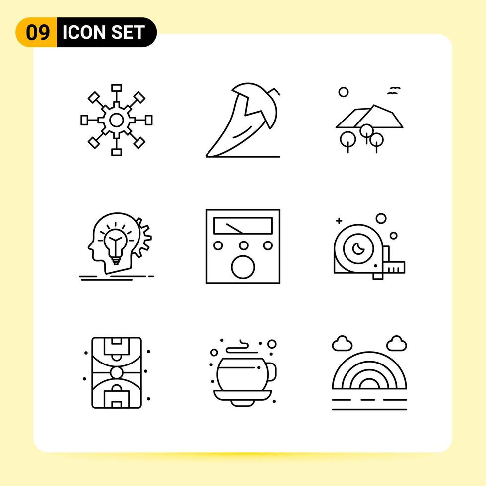 9 Creative Icons for Modern website design and responsive mobile apps 9 Outline Symbols Signs on White Background 9 Icon Pack vector