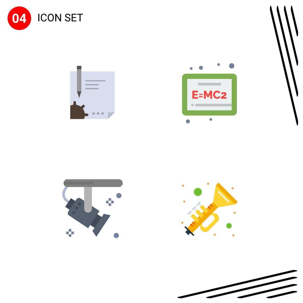 Stock Vector Icon Pack of 4 Line Signs and Symbols for contract formula page signing electronic Editable Vector Design Elements
