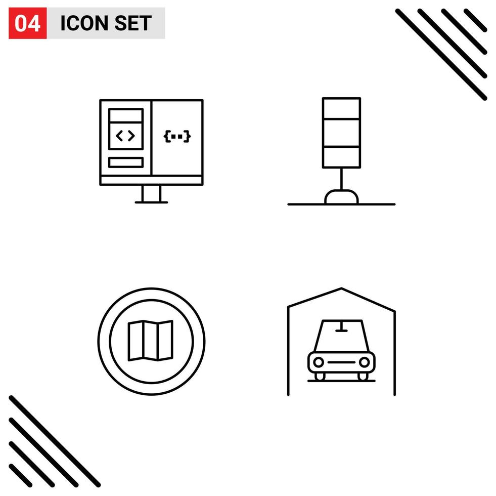 Modern Set of 4 Filledline Flat Colors Pictograph of app google develop lamp mapquest Editable Vector Design Elements