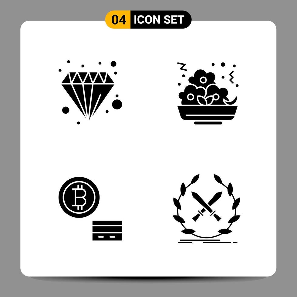 4 Black Icon Pack Glyph Symbols Signs for Responsive designs on white background 4 Icons Set vector