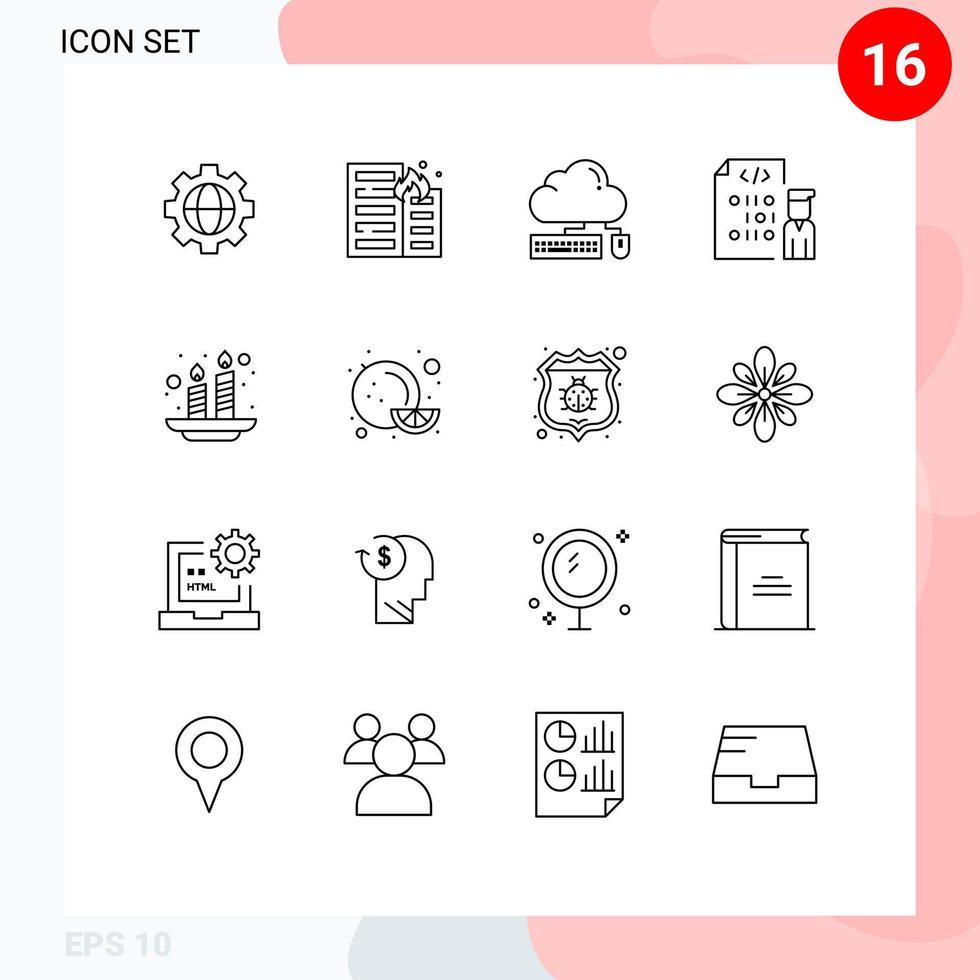 16 Creative Icons Modern Signs and Symbols of programming development computing develop data Editable Vector Design Elements