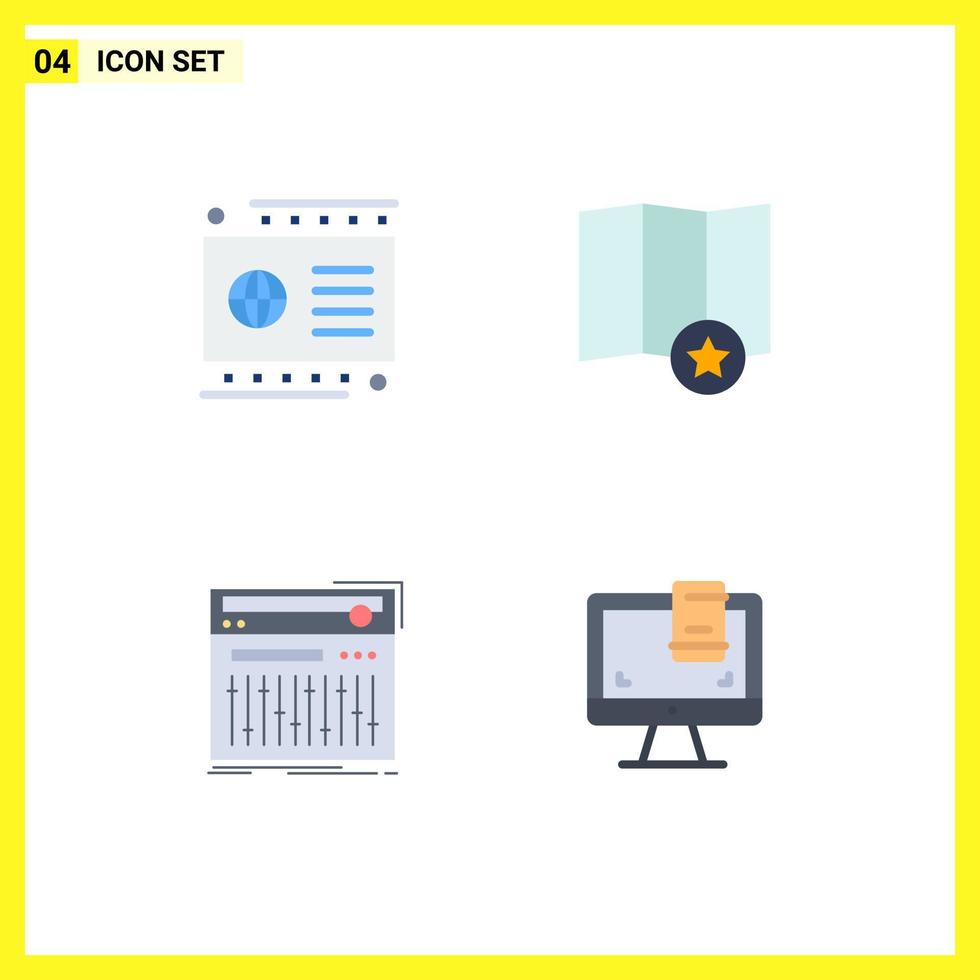 Mobile Interface Flat Icon Set of 4 Pictograms of card midi payment star sound Editable Vector Design Elements