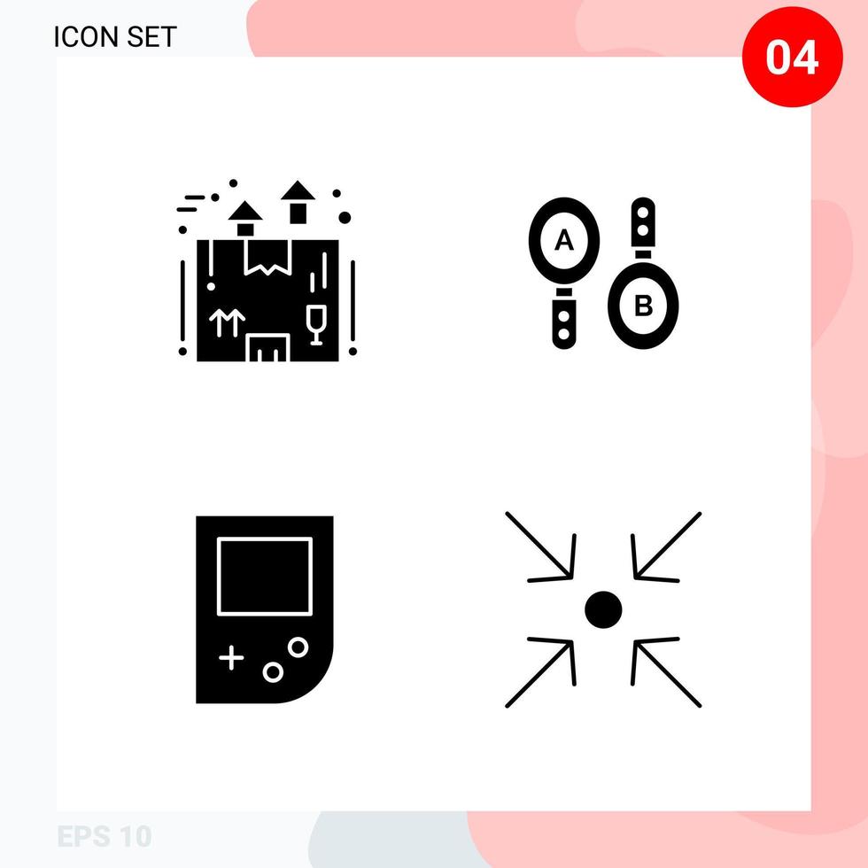 Vector Pack of 4 Icons in Solid Style Creative Glyph Pack isolated on White Background for Web and Mobile