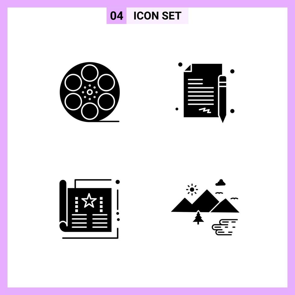 4 Icons in Solid Style Glyph Symbols on White Background Creative Vector Signs for Web mobile and Print