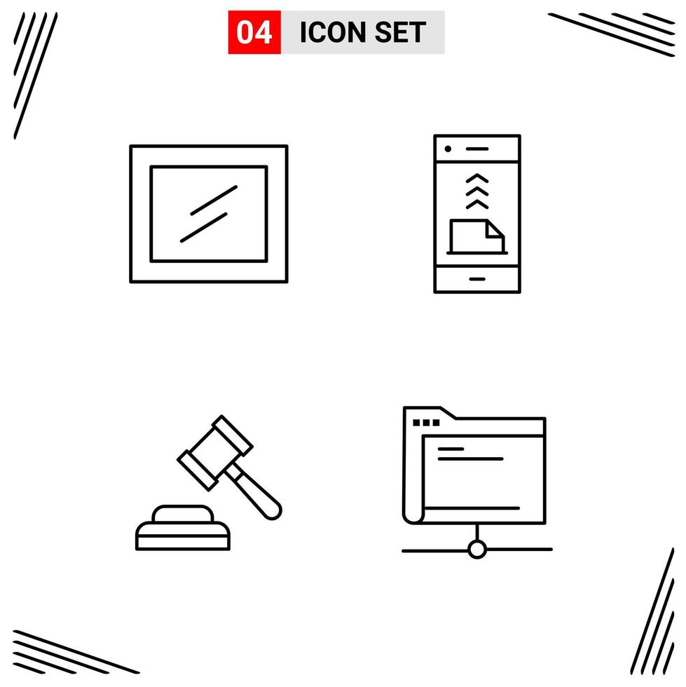 4 iconos estilo de línea cuadrícula basada en símbolos de contorno creativo para el diseño de sitios web signos de icono de línea simple aislados en fondo blanco 4 conjunto de iconos vector