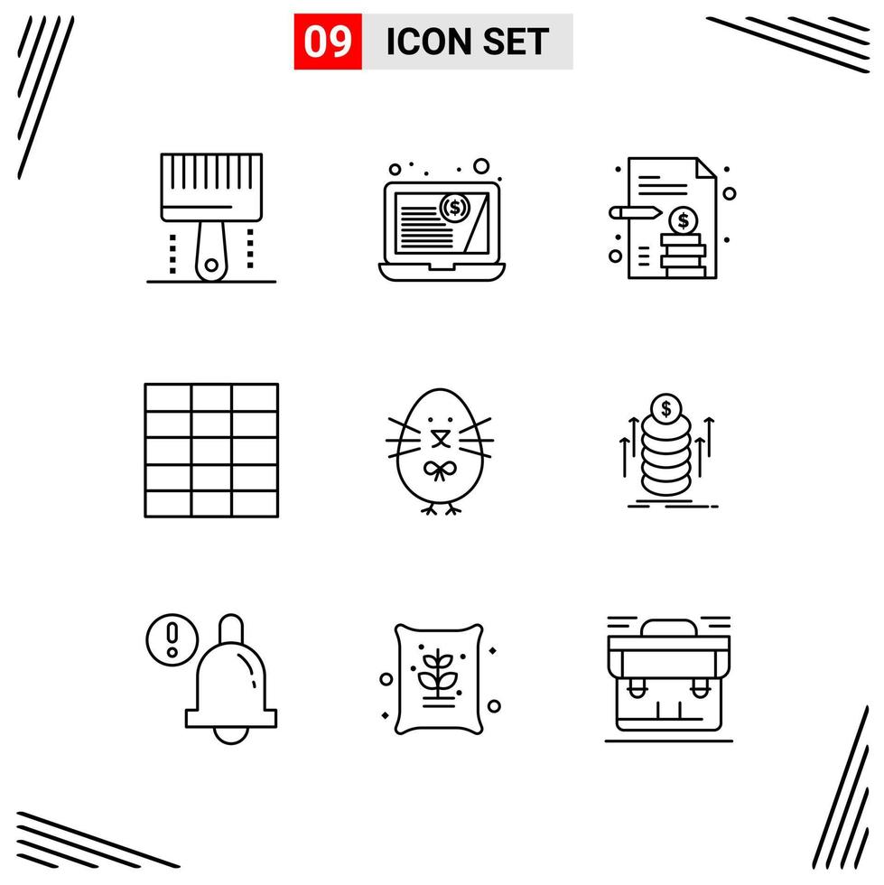 9 Icons Line Style Grid Based Creative Outline Symbols for Website Design Simple Line Icon Signs Isolated on White Background 9 Icon Set vector