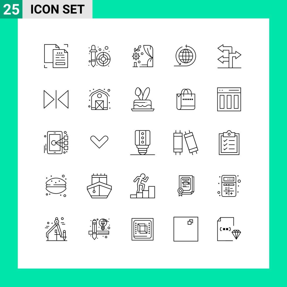 Group of 25 Lines Signs and Symbols for direction global pipette business network heart Editable Vector Design Elements