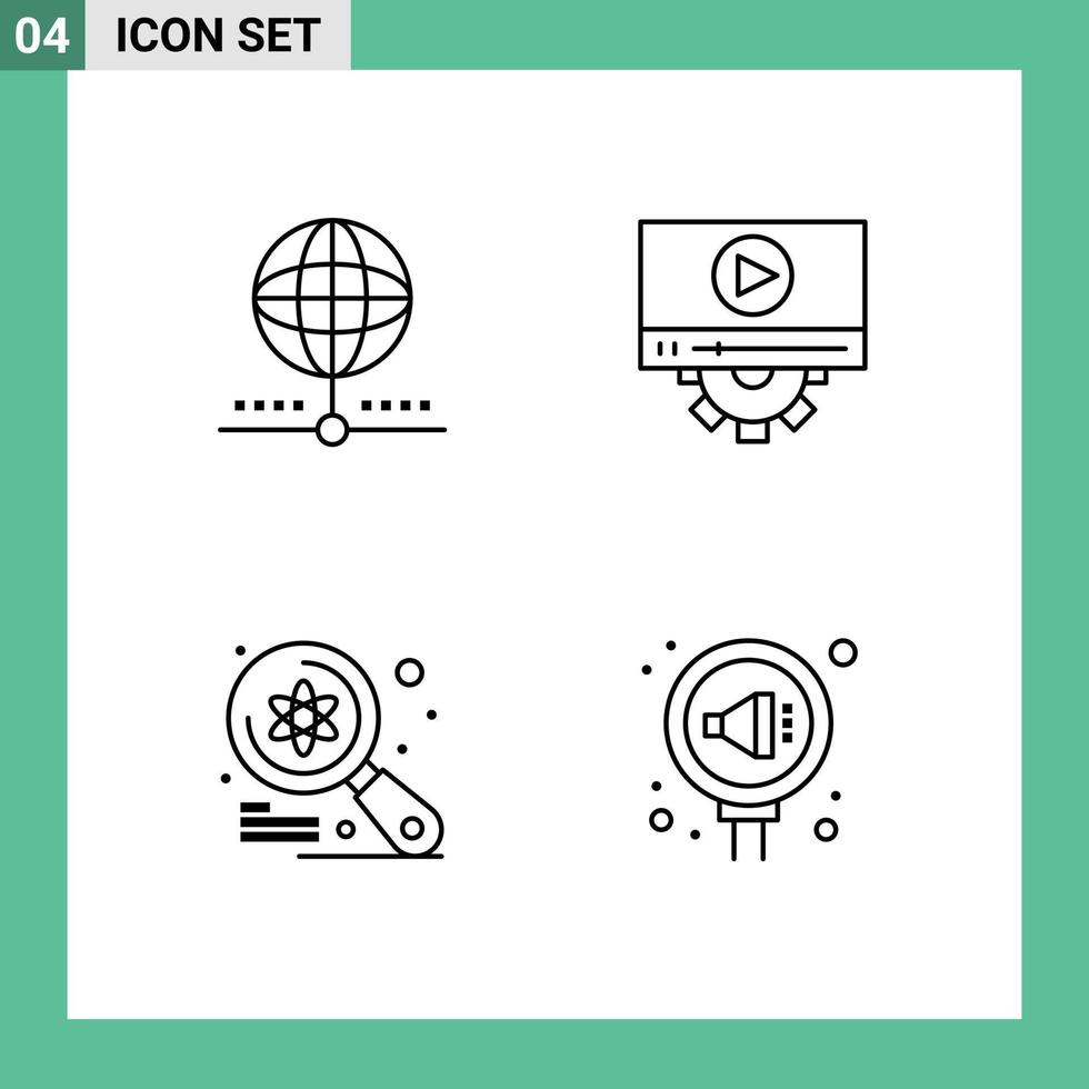 4 Thematic Vector Filledline Flat Colors and Editable Symbols of cloud computer global play imac Editable Vector Design Elements