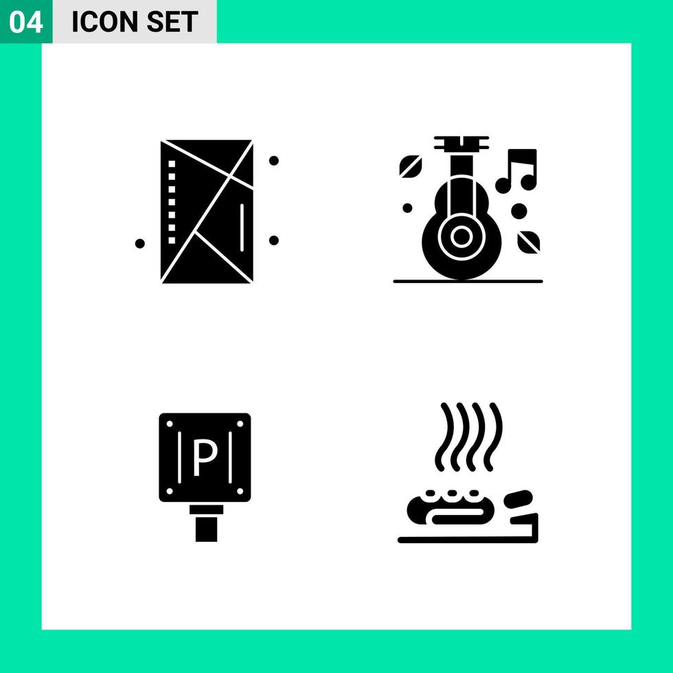 Pack of 4 Solid Style Icon Set Glyph Symbols for print Creative Signs Isolated on White Background 4 Icon Set vector