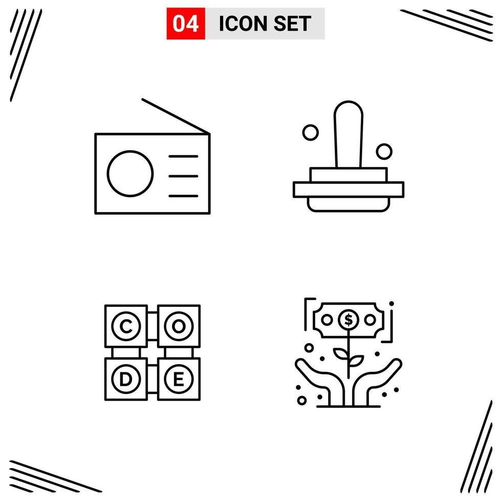 4 Icons Line Style Grid Based Creative Outline Symbols for Website Design Simple Line Icon Signs Isolated on White Background 4 Icon Set vector