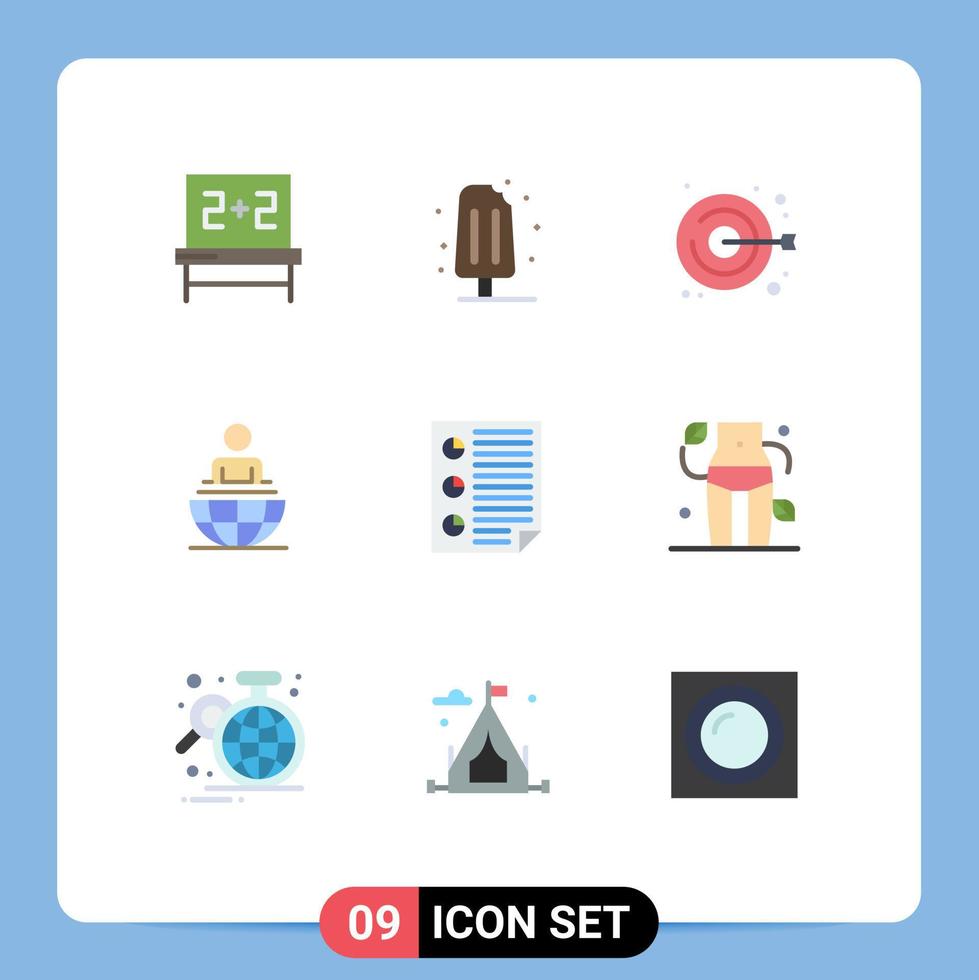Flat Color Pack of 9 Universal Symbols of four data embroidery modern business Editable Vector Design Elements