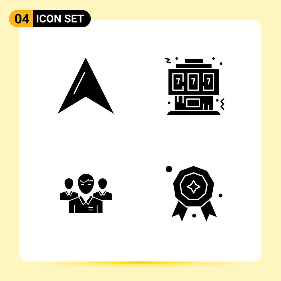 Solid Glyph Pack of 4 Universal Symbols of location business game joystick executive Editable Vector Design Elements