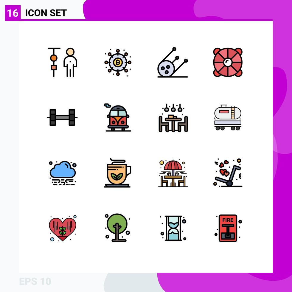 Set of 16 Modern UI Icons Symbols Signs for summer rescue money lifebuoy space Editable Creative Vector Design Elements