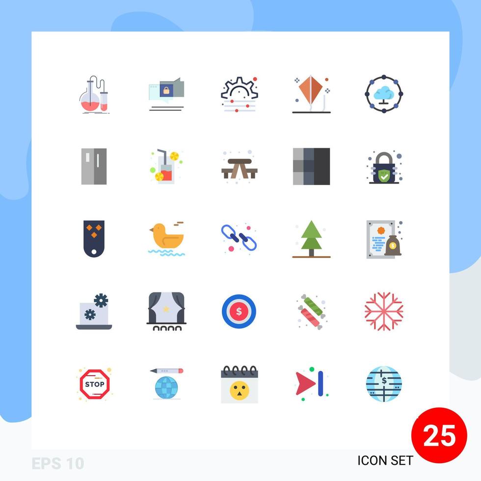 Stock Vector Icon Pack of 25 Line Signs and Symbols for cloud computing play secure kite child Editable Vector Design Elements
