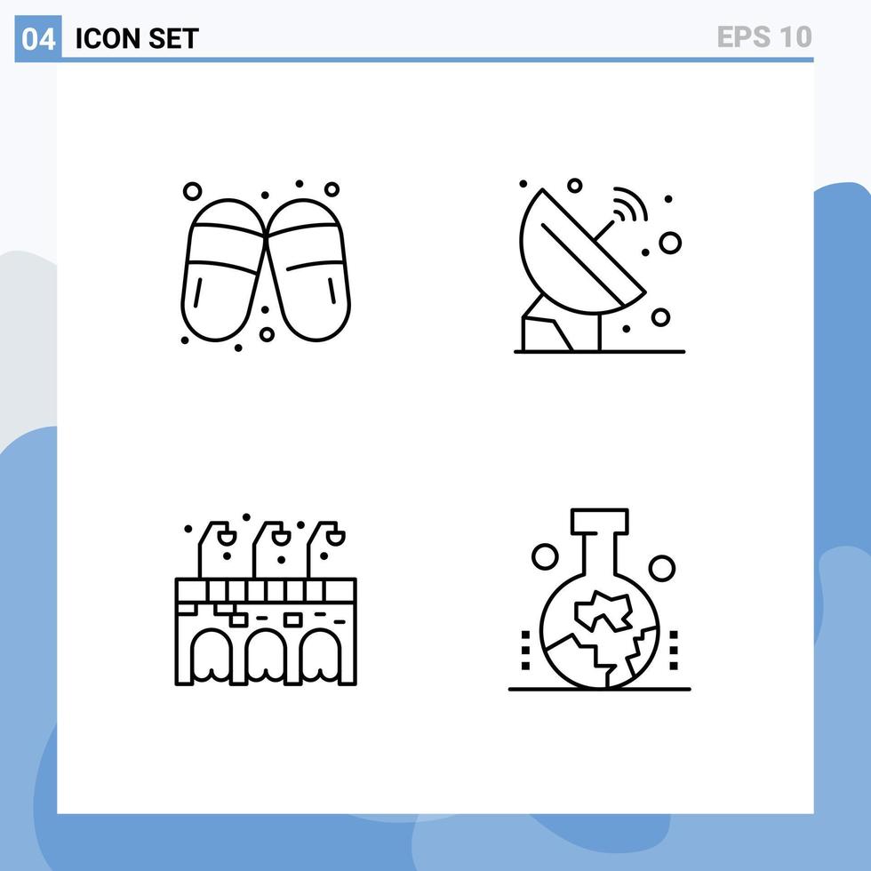 Stock Vector Icon Pack of 4 Line Signs and Symbols for sandal city slippers orbit pub Editable Vector Design Elements