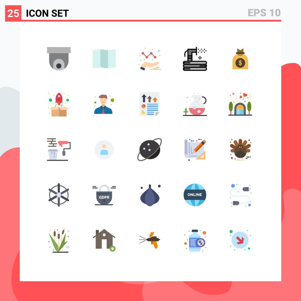 Group of 25 Modern Flat Colors Set for business money graph capital summer Editable Vector Design Elements