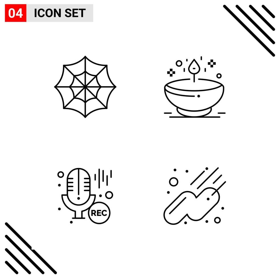 Pixle Perfect Set of 4 Line Icons Outline Icon Set for Webite Designing and Mobile Applications Interface vector