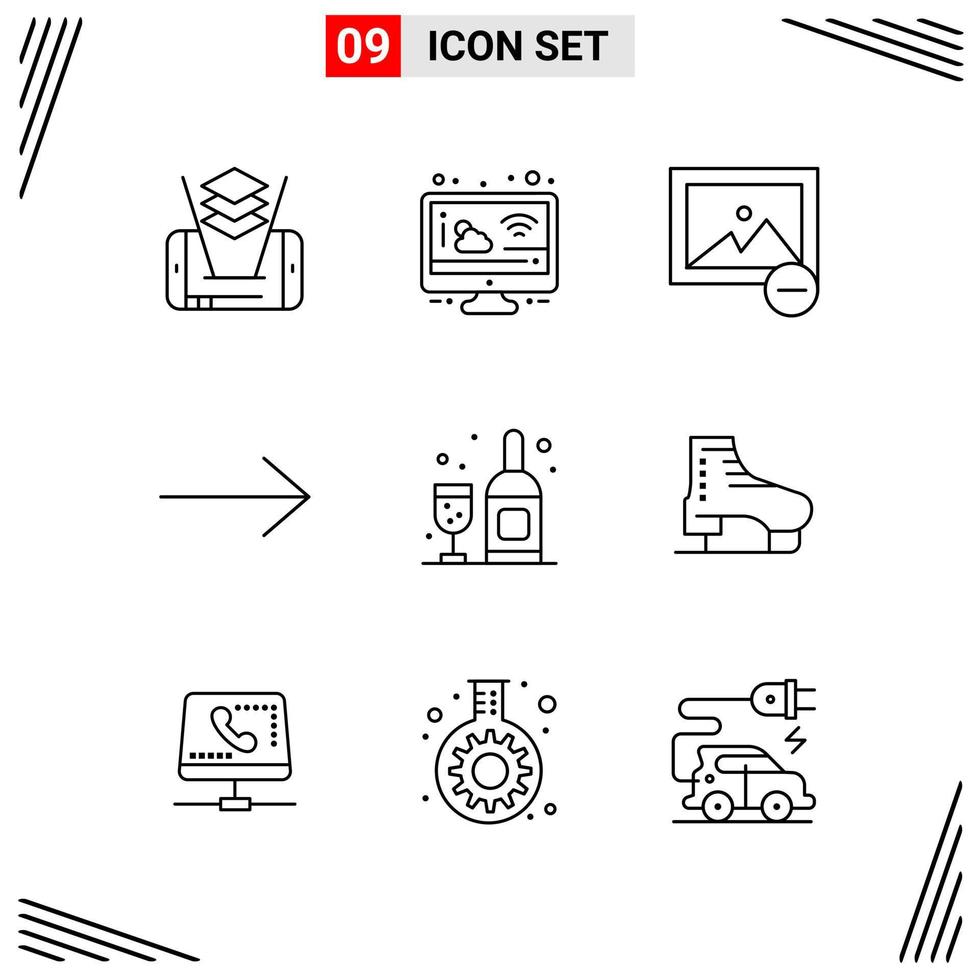 9 Icons Line Style Grid Based Creative Outline Symbols for Website Design Simple Line Icon Signs Isolated on White Background 9 Icon Set vector