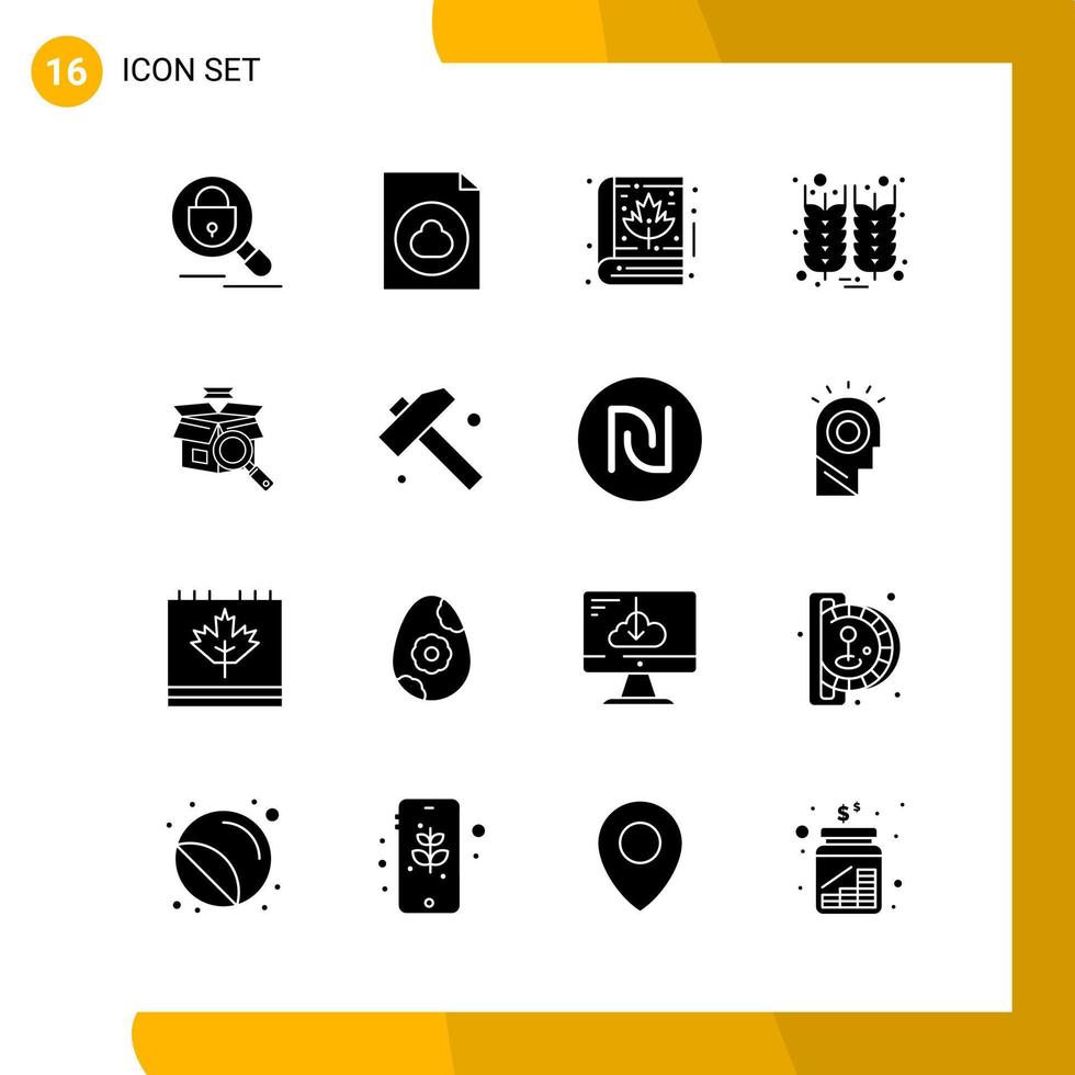 16 Icon Set Solid Style Icon Pack Glyph Symbols isolated on White Backgound for Responsive Website Designing vector